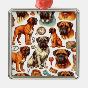 Retro Bullmastiff Seamless Metal Tree Decoration
