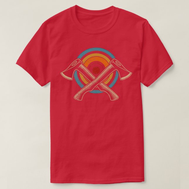 Retro Bullseye Axe Throwing Cool Axe Thrower Gift T-Shirt (Design Front)