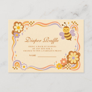Retro Bumble Bee Baby Shower Diaper Raffle Enclosure Card