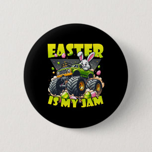 Retro Bunny Easter Is My Jam Monster Truck Off-roa 6 Cm Round Badge
