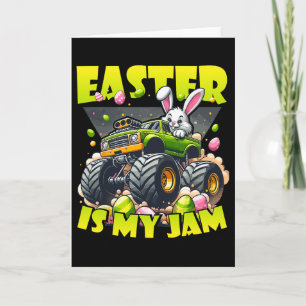 Retro Bunny Easter Is My Jam Monster Truck Off-roa Card