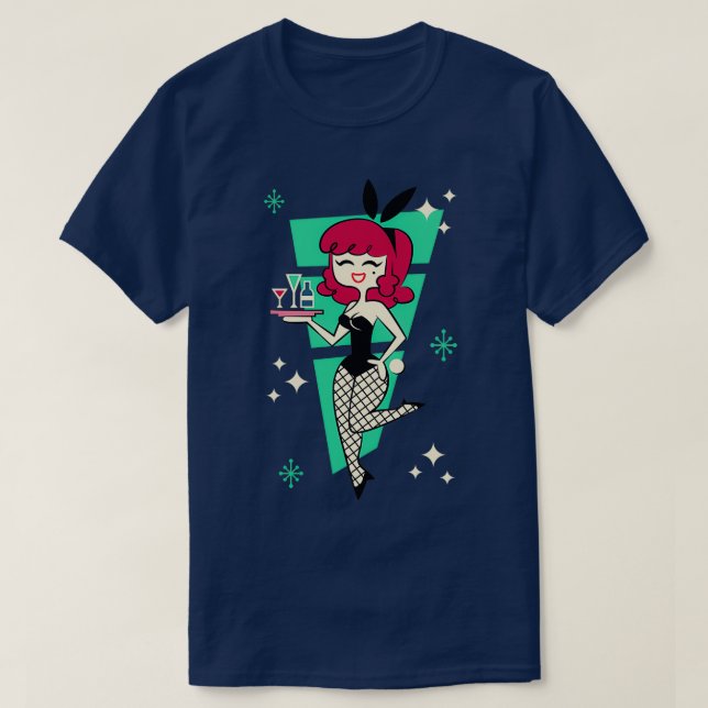 Retro Bunny Redhead Pinup T-Shirt (Design Front)