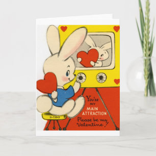 Retro Bunny Watching TV Valentine's Day Card