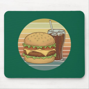 Retro burger and cola. mouse mat