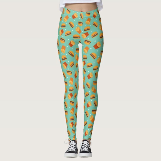 Retro Burger and Fries Leggings (Front)