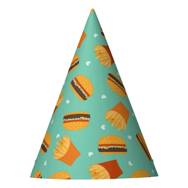 Retro Burger and Fries Party Hat (Front)