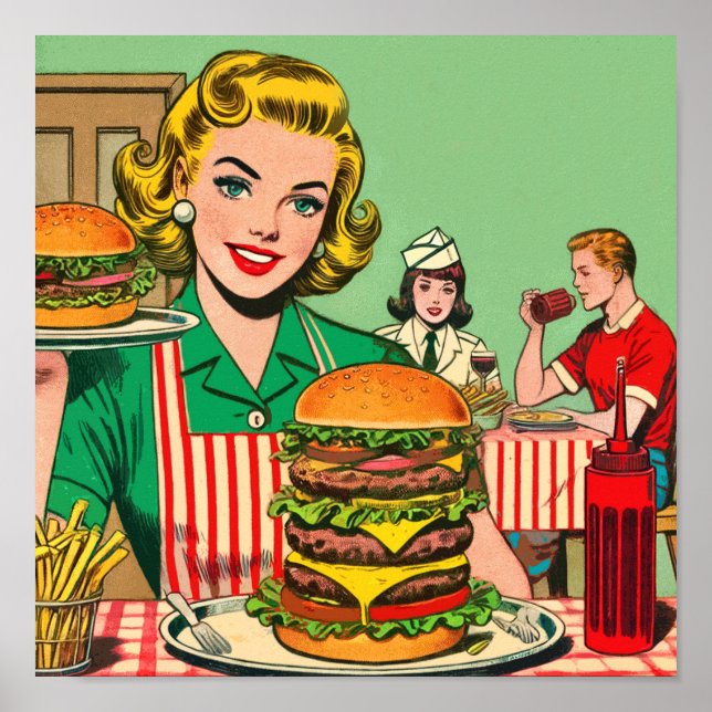 Retro Burger Comics Poster (Front)