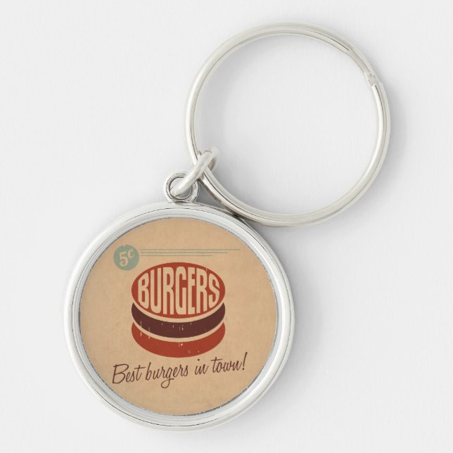 Retro Burger Key Ring (Front)