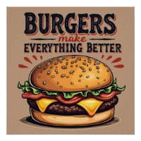 Retro Burger Lover Vintage Typography Food Art