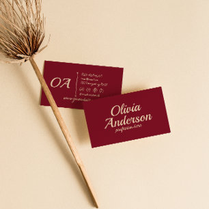 Retro Burgundy Colourful Bold Groovy Cute Unique Business Card