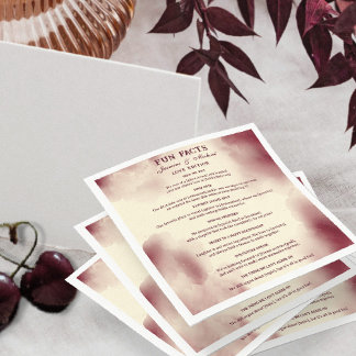 Retro Burgundy Elegant Ivory Wedding Fun Facts   Napkin