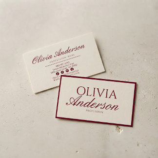 Retro Burgundy Luxury Vintage Old Money Luxe Business Card