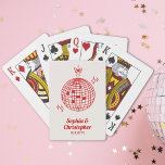 Retro Burgundy Red Disco Ball Wedding Personalised Playing Cards<br><div class="desc">Add some retro flair to your wedding celebration with our Retro Red & Beige Disco Ball Wedding Personalised Playing Cards. Featuring a fun disco ball graphic, these playing cards are perfect for adding a pop of colour to your event. Personalise them with your names and wedding date to create a...</div>