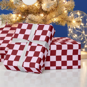 Retro Burgundy Tartan Plaid Christmas Wrapping Paper