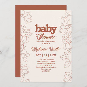 Retro Burnt Orange Baby Shower Invitation