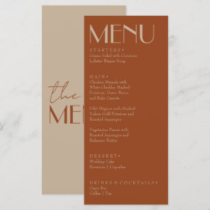 Retro Burnt Orange Gold Old Money Fancy Wedding Menu