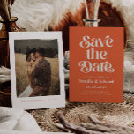 Retro Burnt Orange Wedding  Save The Date<br><div class="desc">Retro and elegant save the date card featuring boho font that says "save the date" in burnt orange colour. You can add a photo on the back.</div>