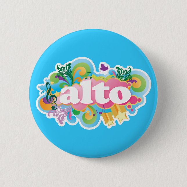 Retro Burst Alto Singer Choir Gift 6 Cm Round Badge (Front)