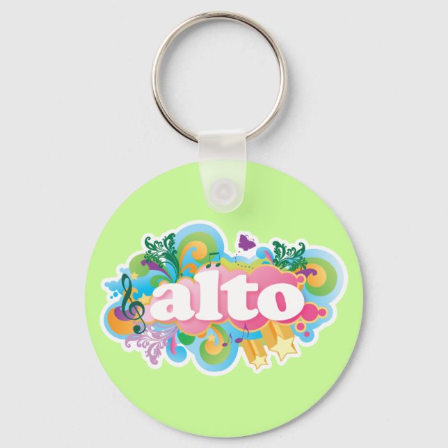 Retro Burst Alto Singer Choir Gift Key Ring (Front)