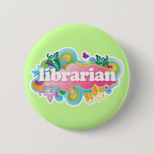 Retro Burst Colourful Librarian Gift 6 Cm Round Badge