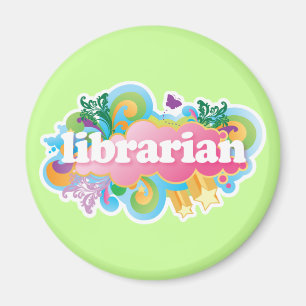Retro Burst Colourful Librarian Gift Magnet