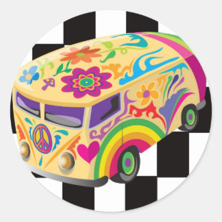 Retro Bus Classic Round Sticker