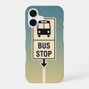 Retro Bus Stop Sign iPhone 16 Case