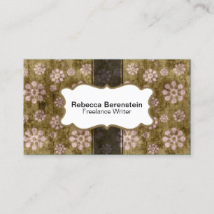 Retro Business Cards Grunge Flower Pattern