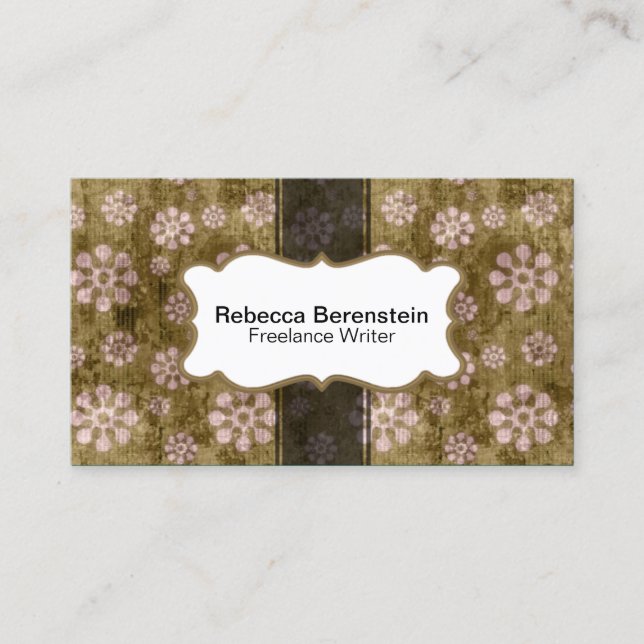 Retro Business Cards Grunge Flower Pattern (Front)