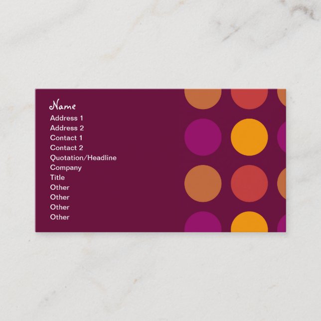 Retro Business Plum Dotted Pattern Card (Front)