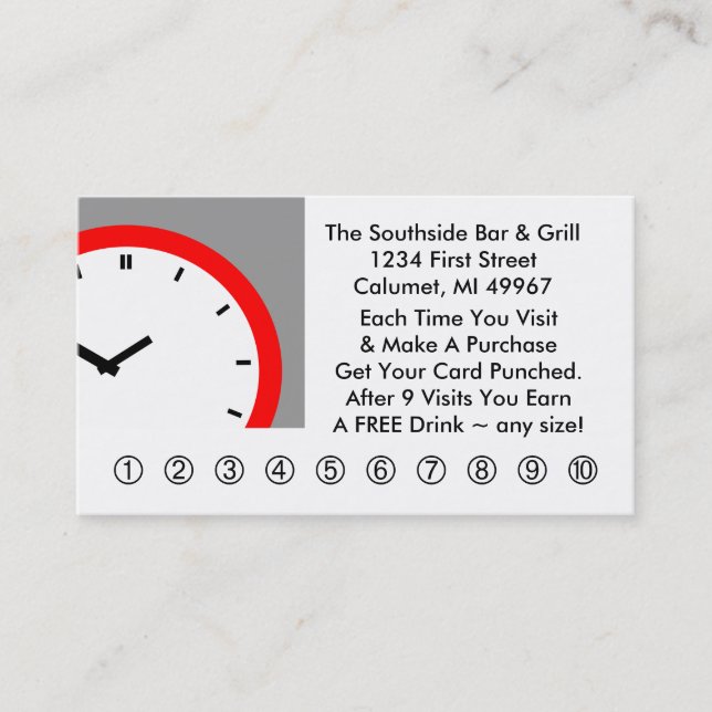 Retro Business Punch Cards Any business clock face (Front)