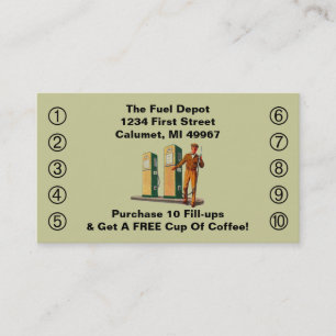 Retro Business Punch Cards Gas Pumps Service smile