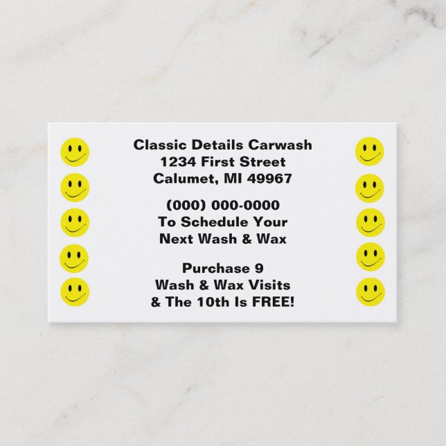 Retro Business Punch Cards Happy Face Smiling Dots (Front)
