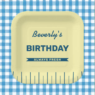 Retro Butter Stick Personalized Birthday Party Paper Plate