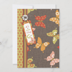 Retro Butterflies Invitation Card