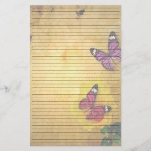 Retro Butterflies Lined Stationery Paper