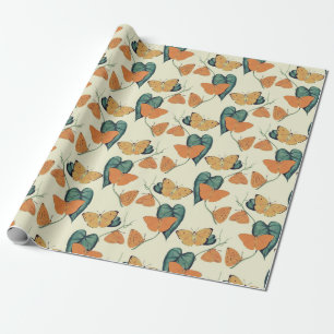 Retro butterflies wrapping paper