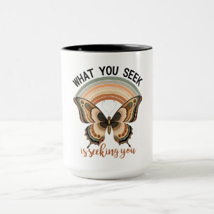 Retro Butterfly and Rainbow with Soulful Quote Mug