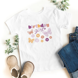 Retro Butterfly Birthday Girl Toddler T-Shirt