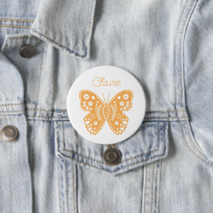 Retro Butterfly Birthday Party Favor 7.5 Cm Round Badge