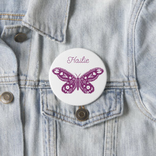 Retro Butterfly Birthday Party Favor 7.5 Cm Round Badge