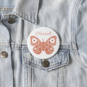 Retro Butterfly Birthday Party Favour 7.5 Cm Round Badge