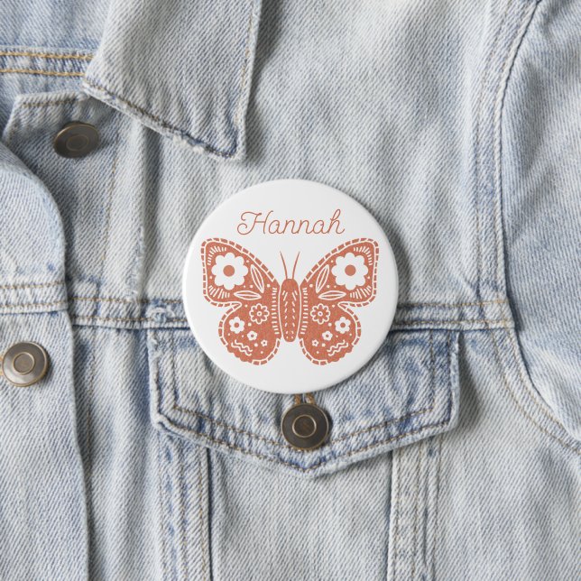 Retro Butterfly Birthday Party Favour 7.5 Cm Round Badge (In Situ)