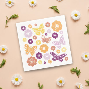 Retro Butterfly Birthday Party Napkin