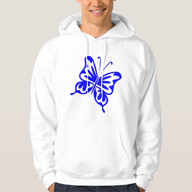Retro Butterfly - Blue Hoodie (Front)