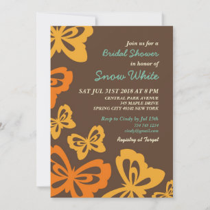 Retro Butterfly Bridal Shower Wedding Invitation