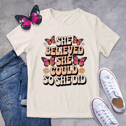 Retro Butterfly Empowerment Tee – She Believed