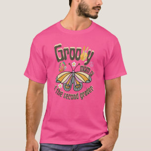 Retro Butterfly Groovy Mum Of The Second Grader 2n T-Shirt