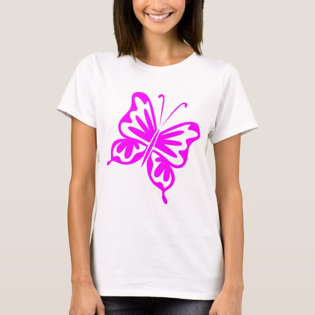 Retro Butterfly - Magenta T-Shirt (Front)