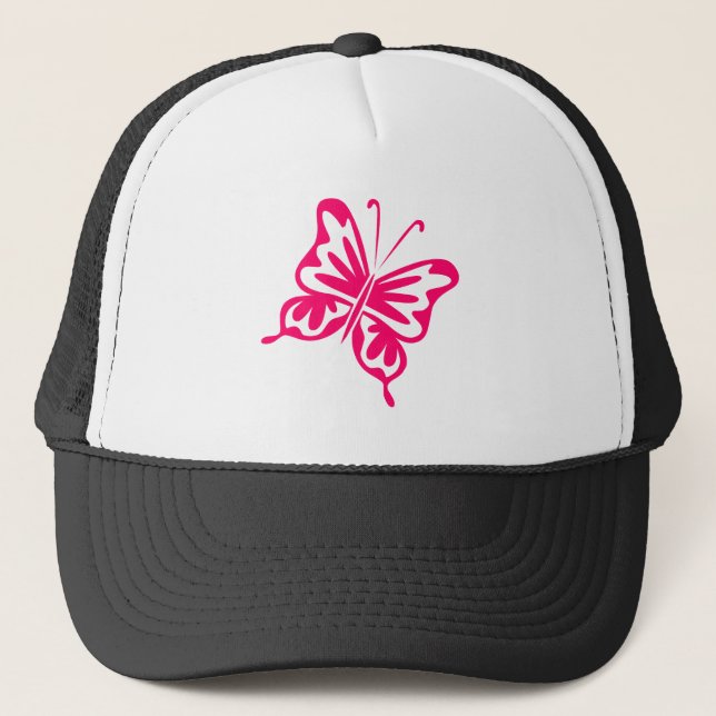 Retro Butterfly - Neon Red Trucker Hat (Front)